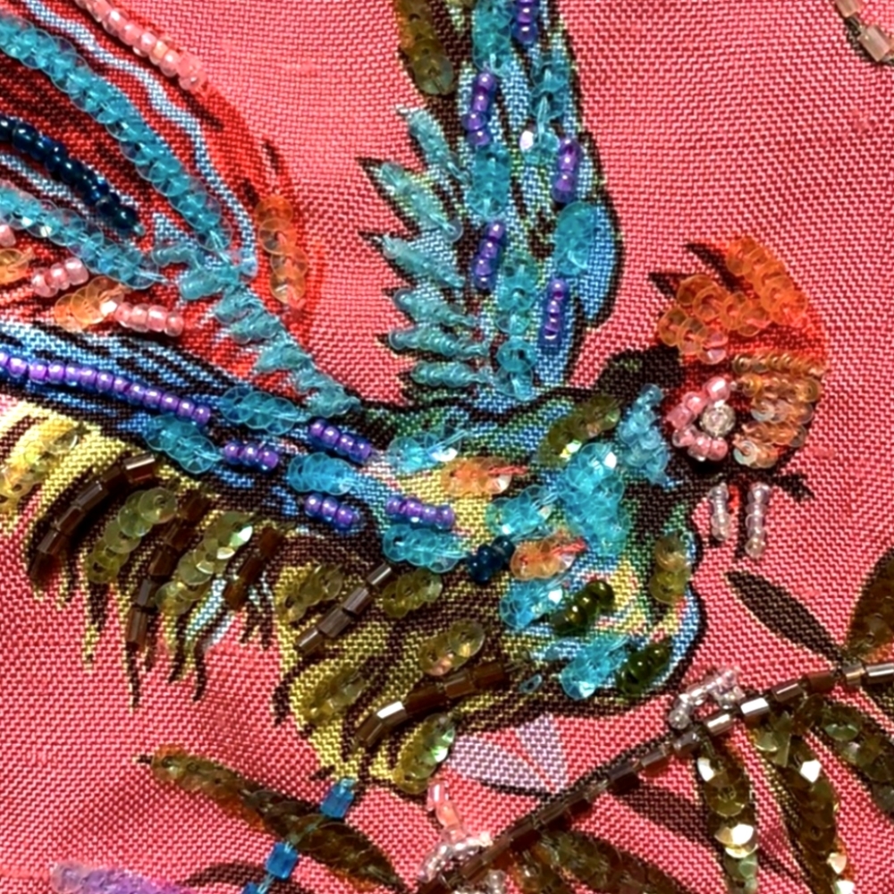 Y2k Vintage Tracy Reese Vintage Silk Beaded Bird of Paradise Skirt Anthropologie - Picture 2 of 6